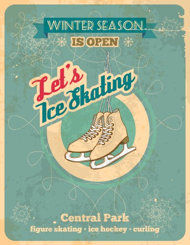 ice skating retro poster vector image