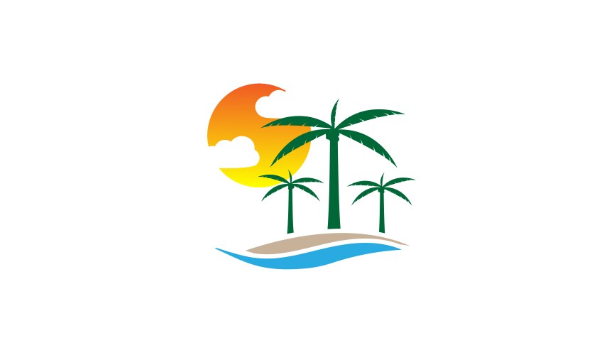 Basic rgb palm tree on a beach logo design vector image