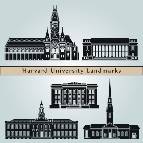 Harvard university landmarks and monuments vector image