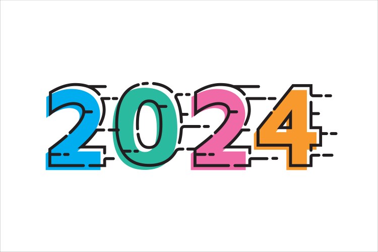 2024 happy new year number design template vector image