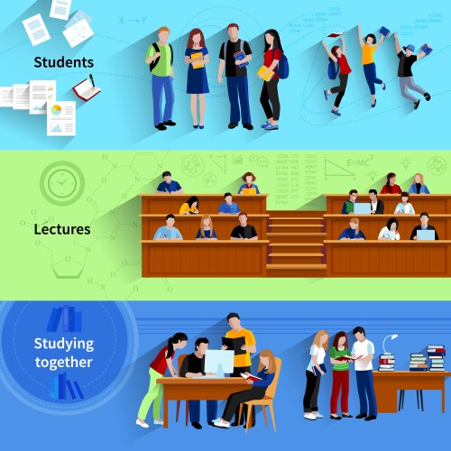 People at university horizontal banners vector image