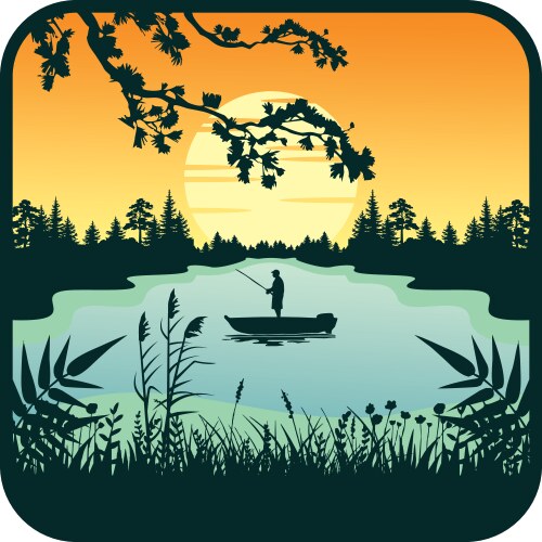 Fishing lake template vector image