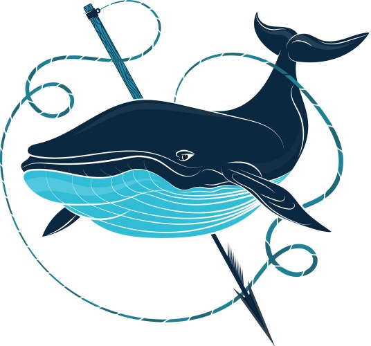 Blue whale and harpoon vector image