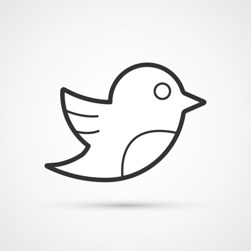 social bird flat line trendy black icon eps10 vector image