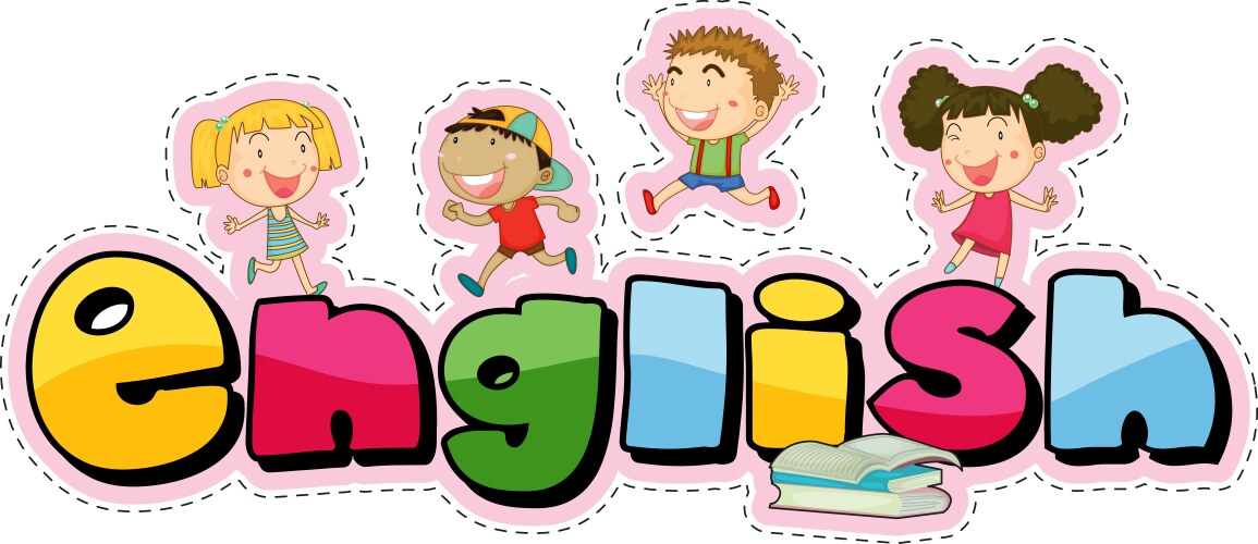 Word design for english with happy kids vector image