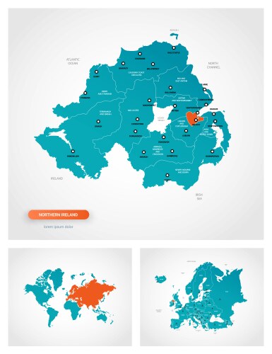 Editable template map northern ireland vector image