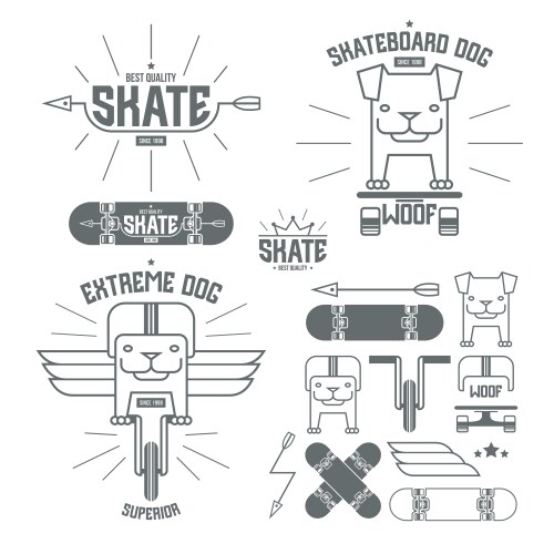 skateboard dog emblems and icons vector image