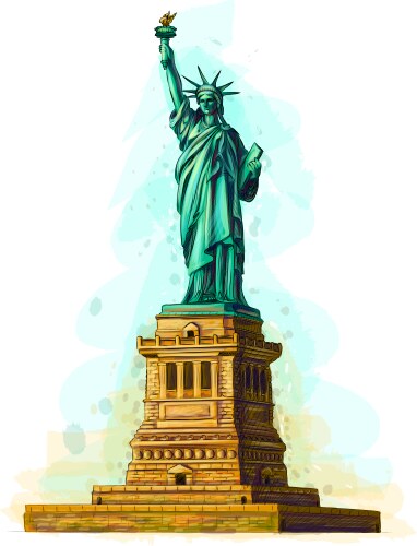 hand drawn statue liberty design on a white vector image