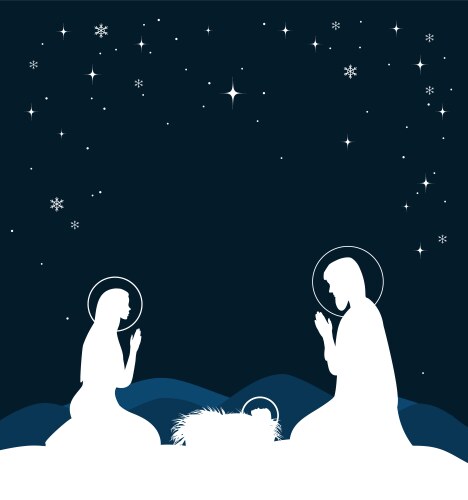 Christian christmas scene with birth of jesus vector image