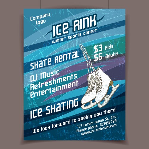 ice rink advertising poster vector image