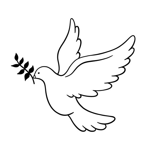 dove of peace with olive brunch linear icon vector image