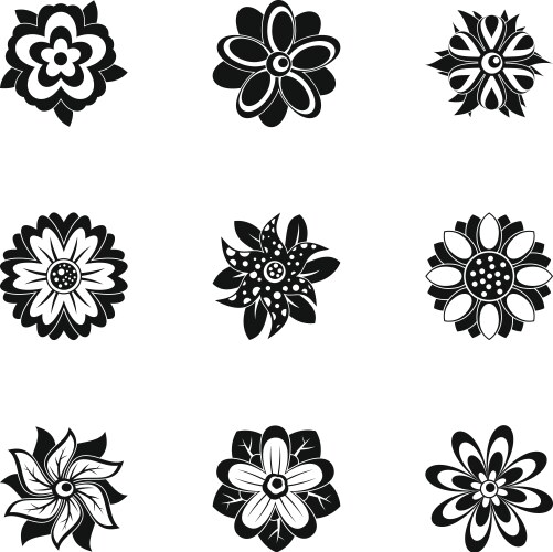 Flower icon set simple style vector image