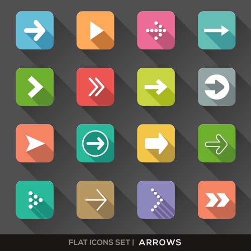 Arrow sign flat icons set vector image