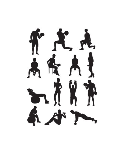 Sport silhouette of weightlifting and bodybuilding vector image