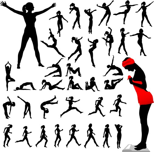 Fitness women calisthenics aerobics dance vector image