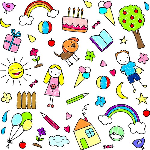 colored children drawings pattern vector image