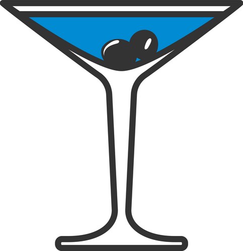 Icon of cocktail glass with olives vector image