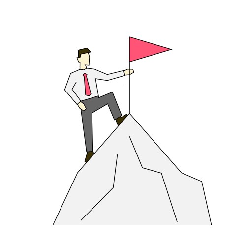 Businessman on top mountain linear color vector image