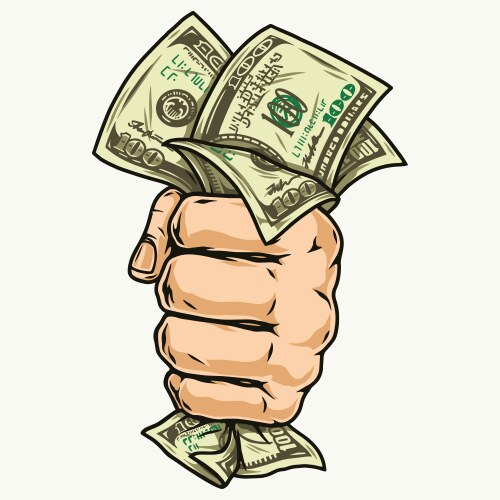 Male hand holding dollar bills vector image