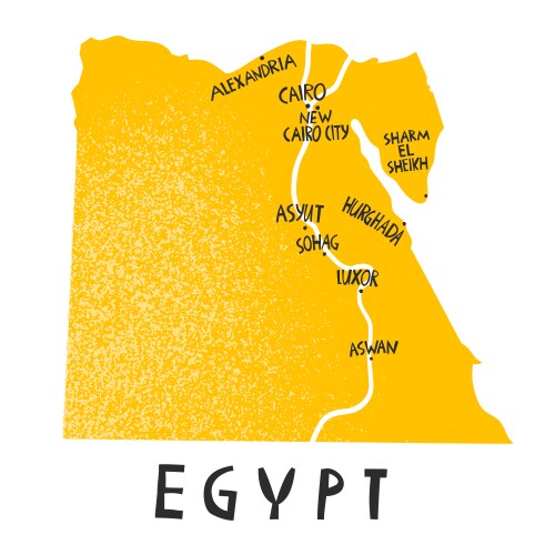 Hand drawn stylized map of egypt travel arab vector image