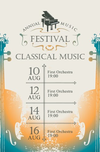 Poster for annual festival classical music vector image