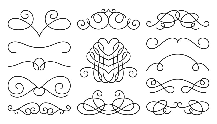 Swirl retro line flourish ornate curl text divider vector image