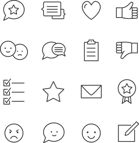 feedback icons thin line set testimonials vector image