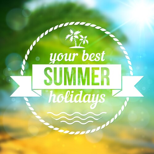 Summer tropical background with text badge vector image