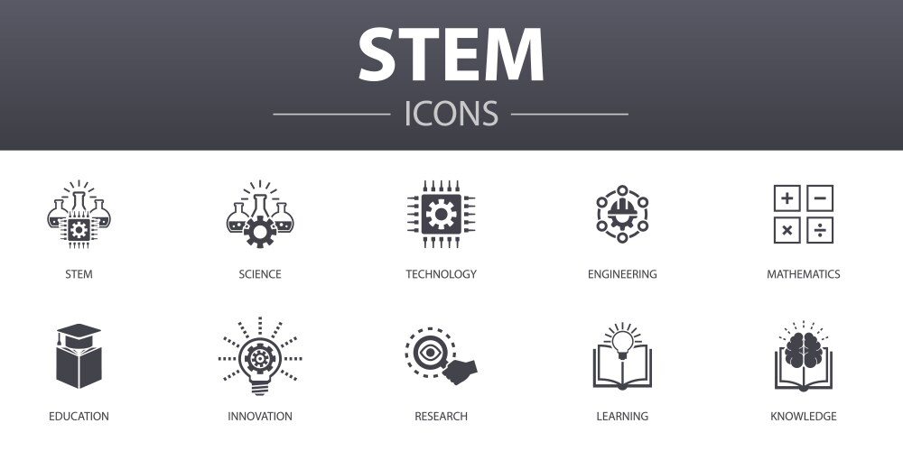 Stem simple concept icons set contains vector image