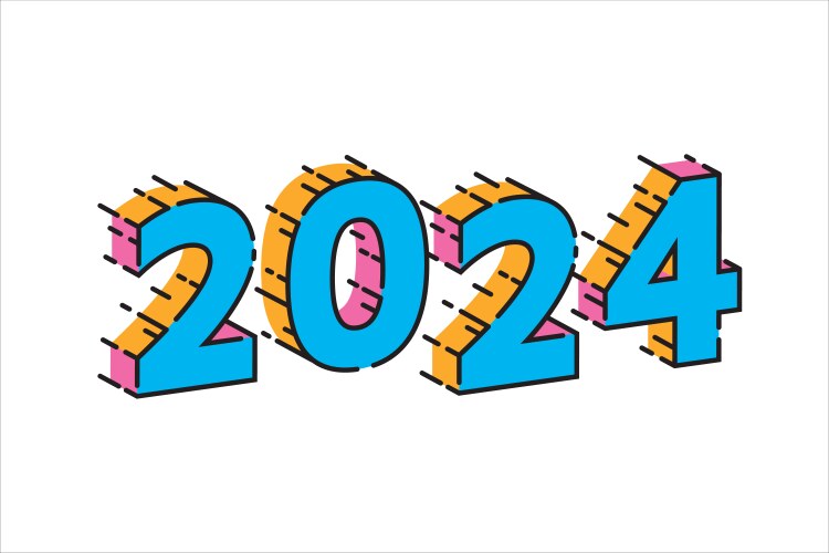 2024 happy new year number design template vector image