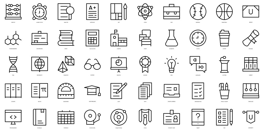 Set of thin line university icons vector image