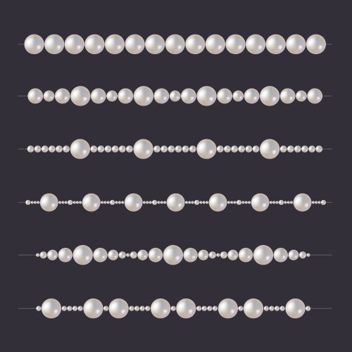 Pearl beads set glamour borders on dark vector image