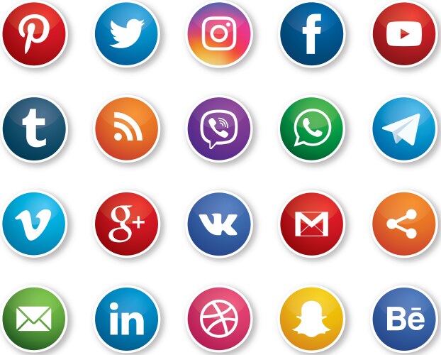 Social media set 20 icons image vector image