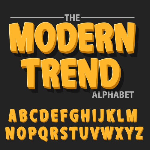 Modern bold font and alphabet with shadow vector image