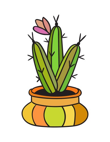 Cactus with black contour vector image