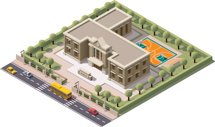 Isometric school vector image