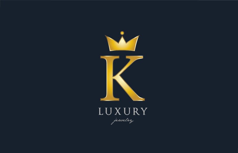 Jewelry gold k alphabet letter logo icon creative vector image