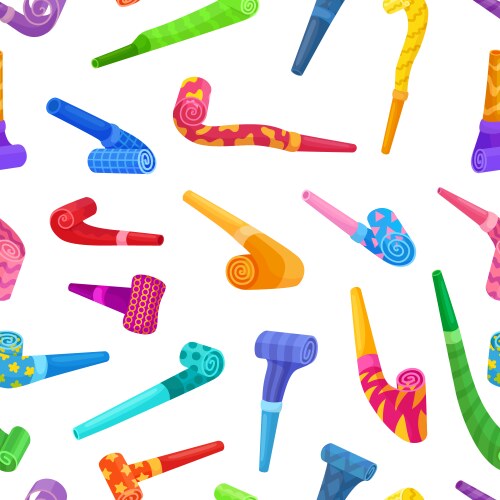 Vibrant cartoon whistles for birthday party vector image