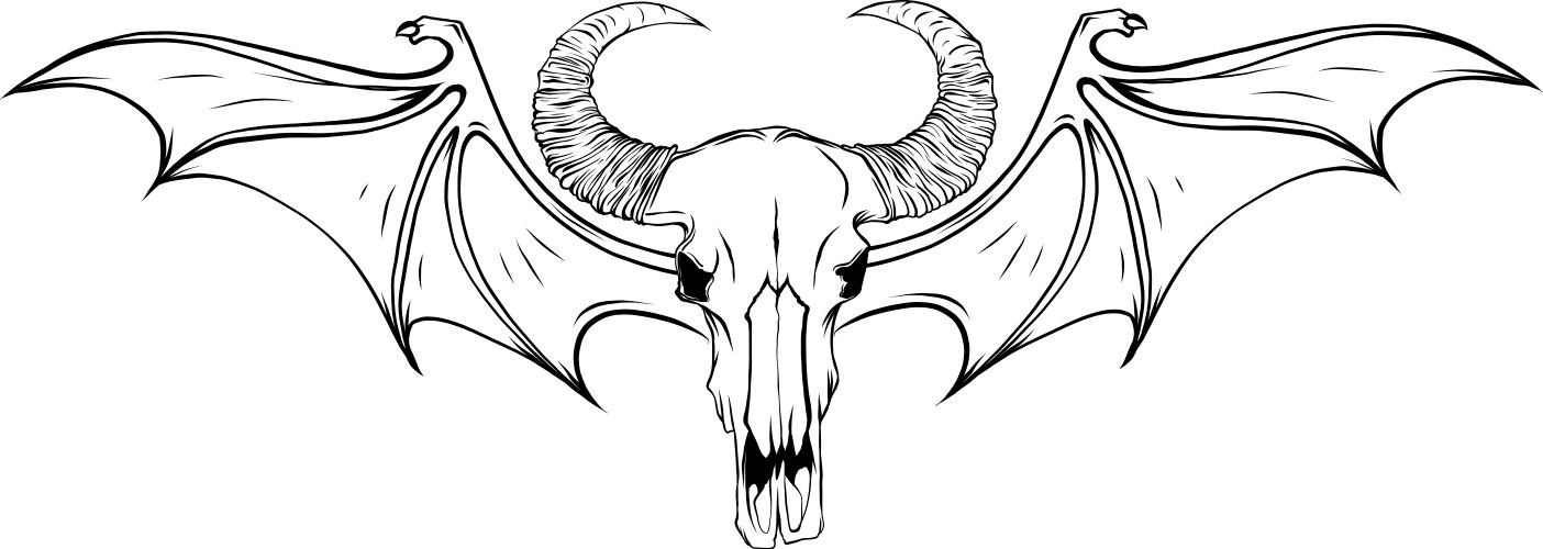 Monochrome cow skull with wings logo design vector image