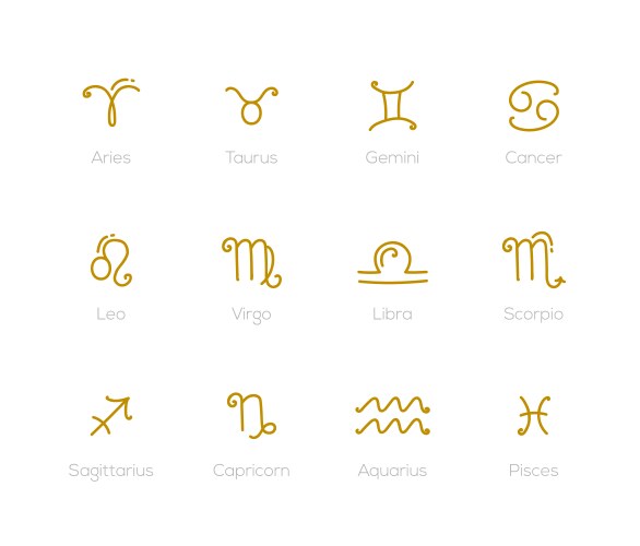 Zodiac signs - set twelve astrological symbols vector image