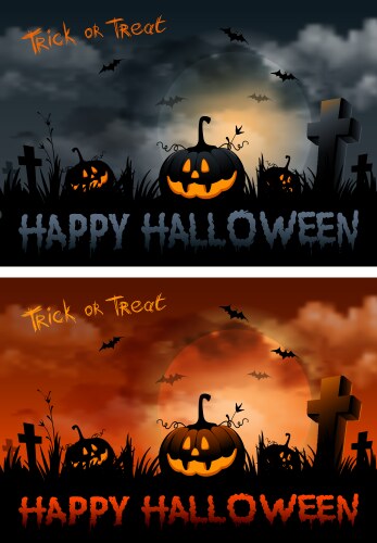 Halloween night background with pumpkin and full vector image