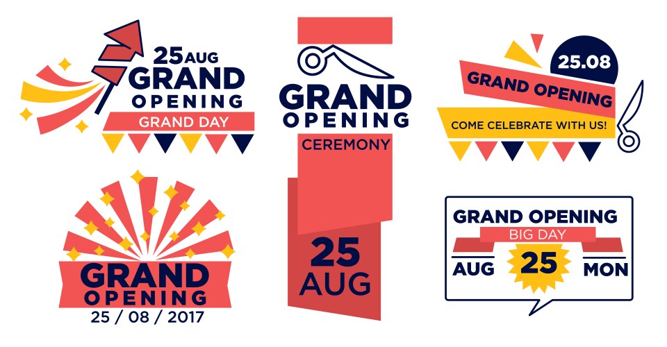 Grand opening ceremony isolated icons scissors vector image