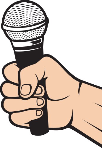 Hand holding a microphone vector image