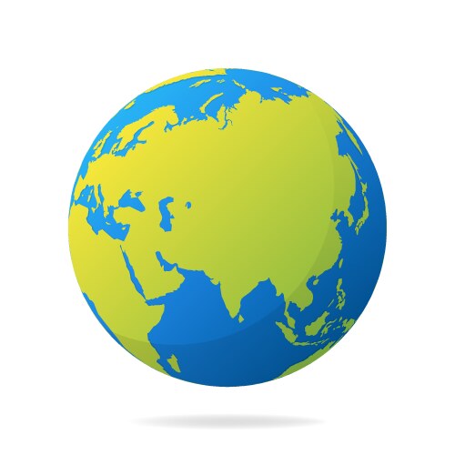 Earth globe with green continents modern 3d world vector image