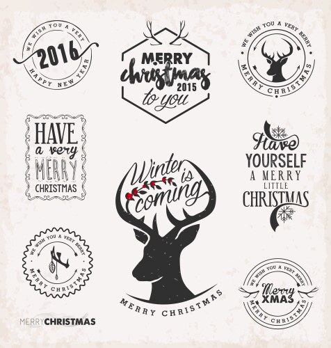 christmas badges and labels in vintage style vector image