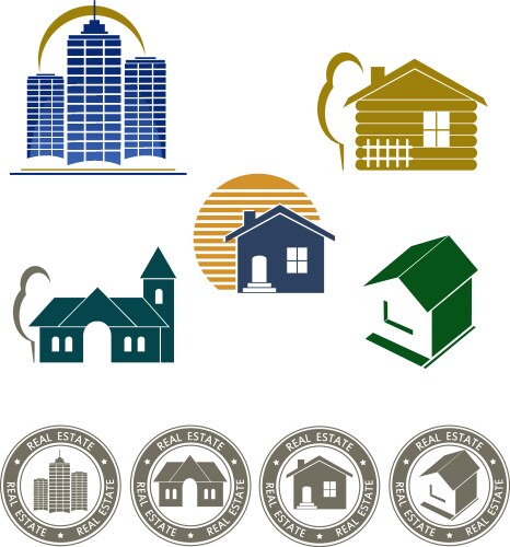 Real estate emblem and stamp vector image