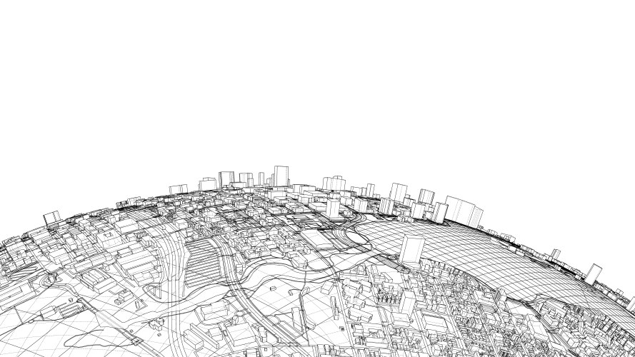 3d city sphere rendering of vector image