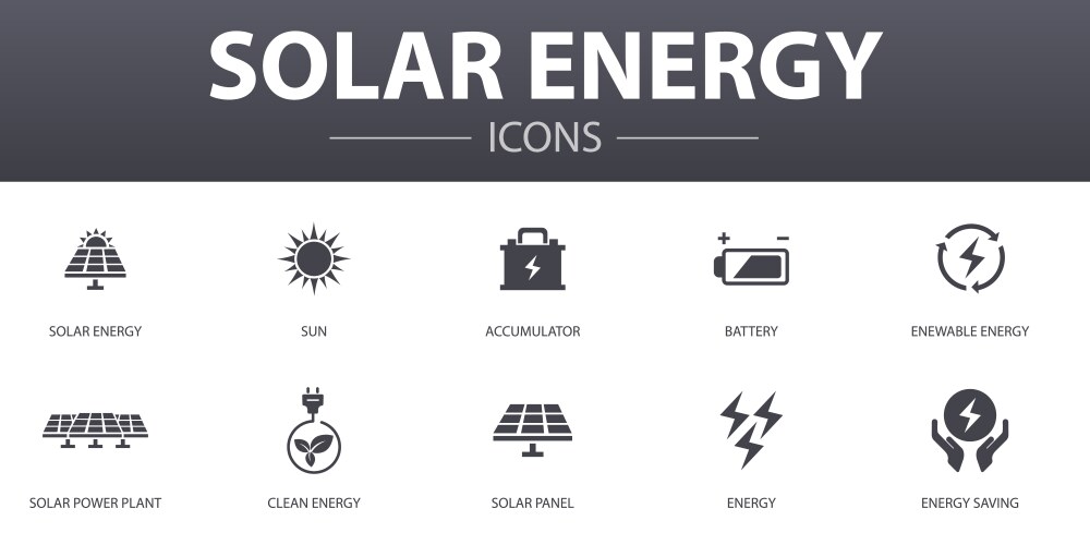 Solar energy simple concept icons set contains vector image