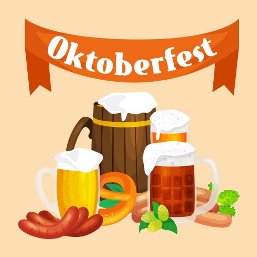 beer festival oktoberfest celebrations retro style vector image