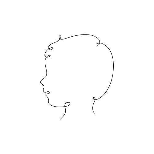 One line child head design silhouette vector image